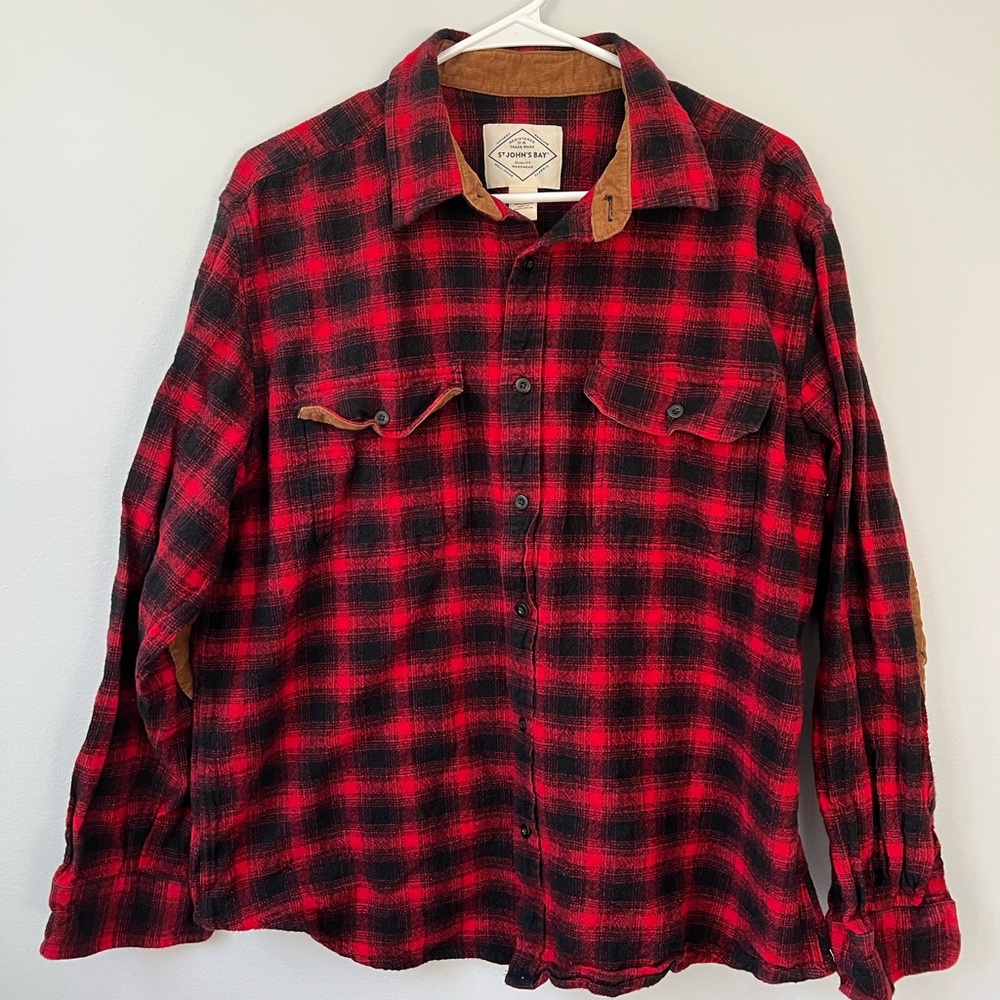 Mens Red Flannel + Corduroy Button Down